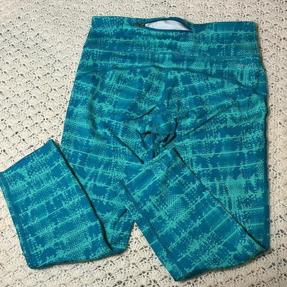 NIKE Women's 22" Epic Run Cropped Running Tights 825863 Green Blue Print Size S - Picture 9 of 11